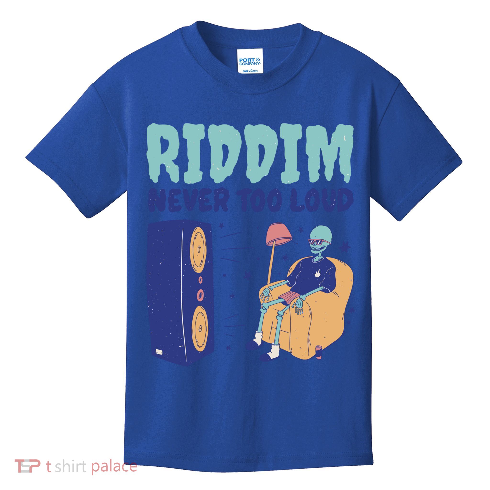 Riddim Never Too Loud Funny Dubstep Skeleton Gift Kids T-Shirt