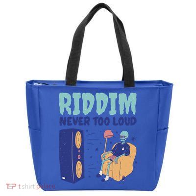 Riddim Never Too Loud Funny Dubstep Skeleton Gift Zip Tote Bag
