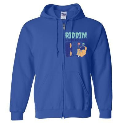 Riddim Never Too Loud Funny Dubstep Skeleton Gift Full Zip Hoodie