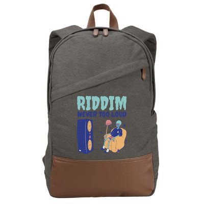 Riddim Never Too Loud Funny Dubstep Skeleton Gift Cotton Canvas Backpack