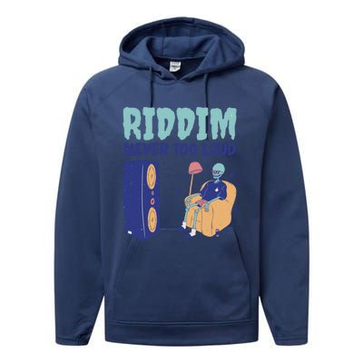 Riddim Never Too Loud Funny Dubstep Skeleton Gift Performance Fleece Hoodie