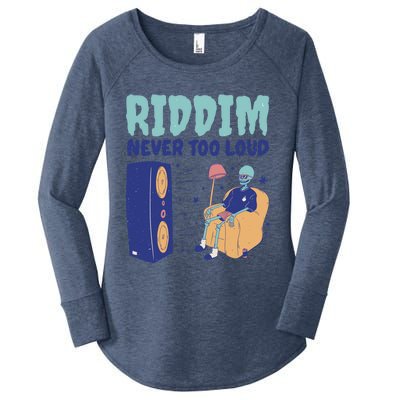 Riddim Never Too Loud Funny Dubstep Skeleton Gift Women's Perfect Tri Tunic Long Sleeve Shirt