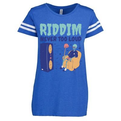 Riddim Never Too Loud Funny Dubstep Skeleton Gift Enza Ladies Jersey Football T-Shirt