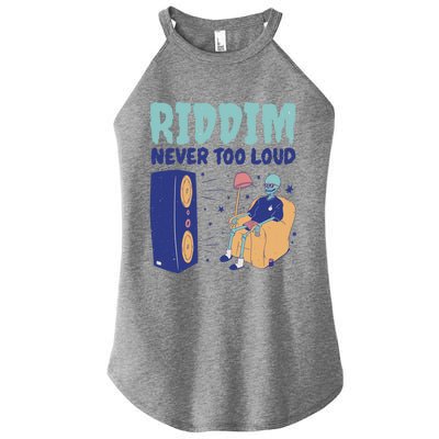 Riddim Never Too Loud Funny Dubstep Skeleton Gift Women’s Perfect Tri Rocker Tank