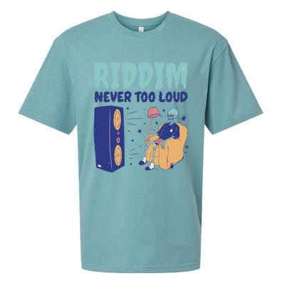 Riddim Never Too Loud Funny Dubstep Skeleton Gift Sueded Cloud Jersey T-Shirt