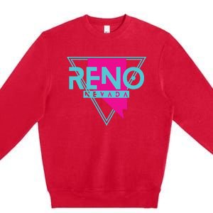 Reno Nevada T Triangle Nv Souvenirs Premium Crewneck Sweatshirt