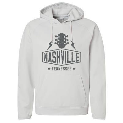 Retro Nashville Tennessee Guitar Vintage Country Music Performance Fleece Hoodie