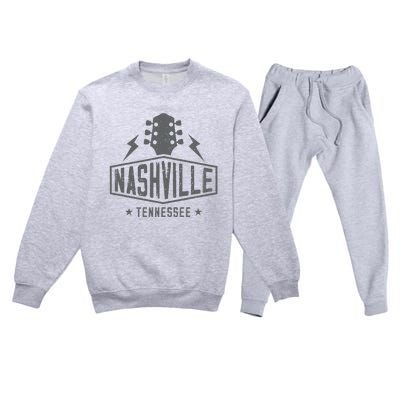 Retro Nashville Tennessee Guitar Vintage Country Music Premium Crewneck Sweatsuit Set