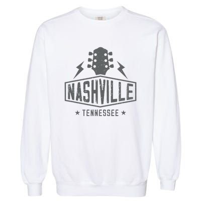 Retro Nashville Tennessee Guitar Vintage Country Music Garment-Dyed Sweatshirt