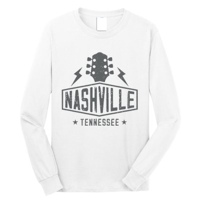 Retro Nashville Tennessee Guitar Vintage Country Music Long Sleeve Shirt