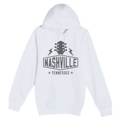 Retro Nashville Tennessee Guitar Vintage Country Music Premium Pullover Hoodie