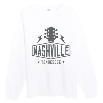 Retro Nashville Tennessee Guitar Vintage Country Music Premium Crewneck Sweatshirt