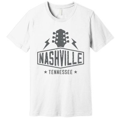 Retro Nashville Tennessee Guitar Vintage Country Music Premium T-Shirt