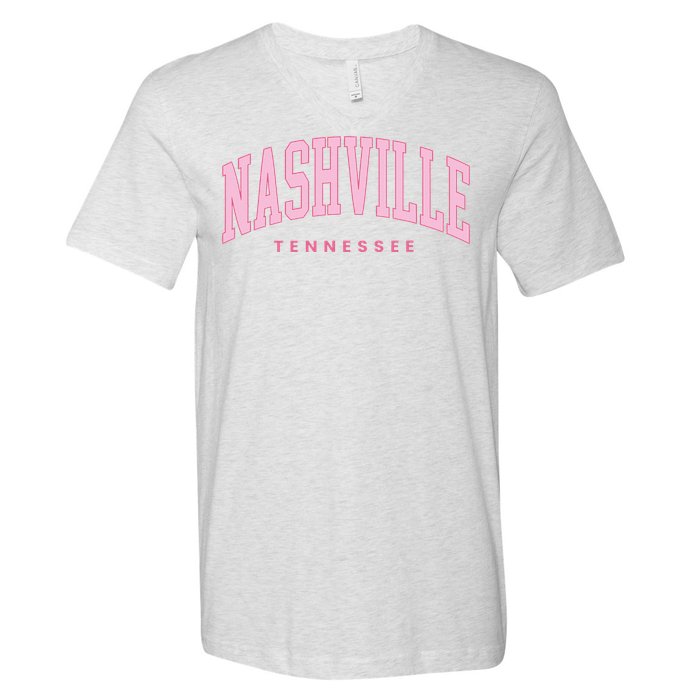 Retro Nashville Tennessee Vintage Preppy Throwback V-Neck T-Shirt