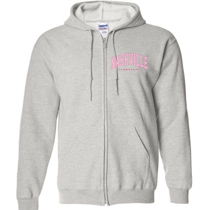 Retro Nashville Tennessee Vintage Preppy Throwback Full Zip Hoodie