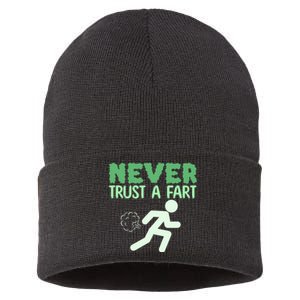 Running Never Trust A Fart Funny Running Saying Sustainable Knit Beanie