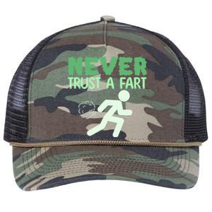 Running Never Trust A Fart Funny Running Saying Retro Rope Trucker Hat Cap