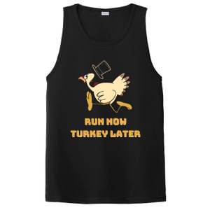 Run Now Turkey Later Funny Thanksgiving Running Marathon Gift PosiCharge Competitor Tank