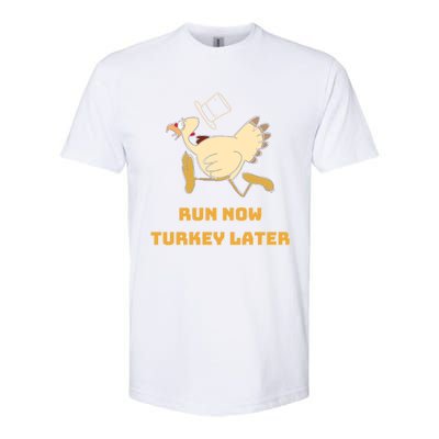 Run Now Turkey Later Funny Thanksgiving Running Marathon Gift Softstyle® CVC T-Shirt