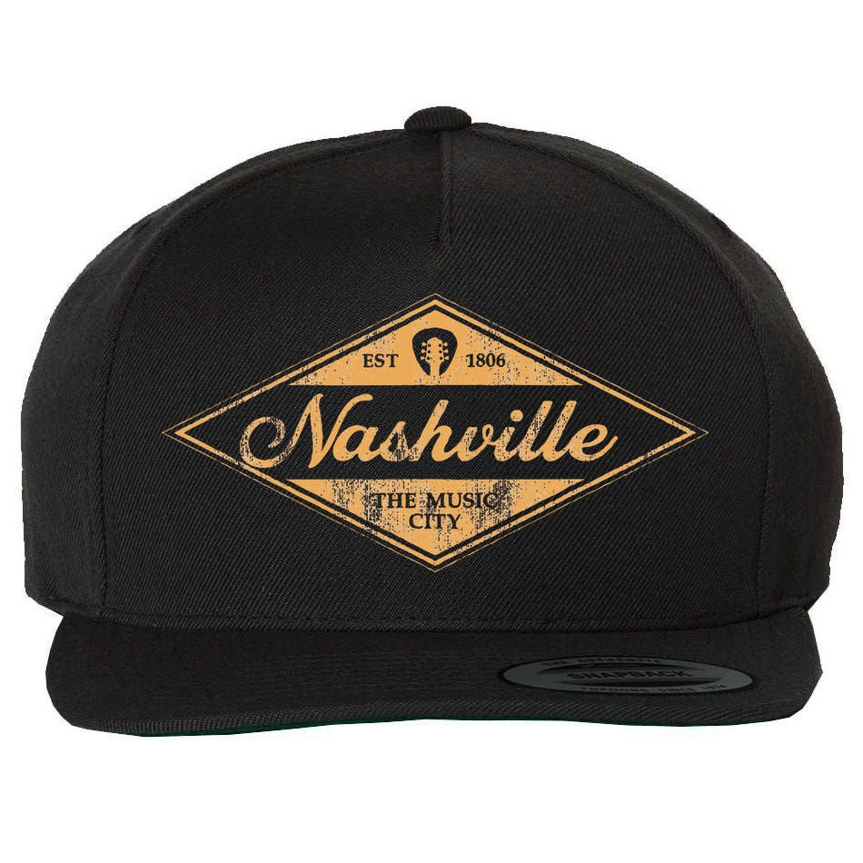 Retro Nashville Tennessee Music City Vintage Guitar Souvenir Wool Snapback Cap