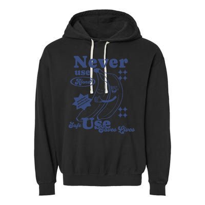 Retro Never Use Alone Harm Reduction Garment-Dyed Fleece Hoodie