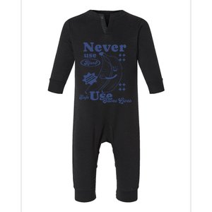 Retro Never Use Alone Harm Reduction Infant Fleece One Piece