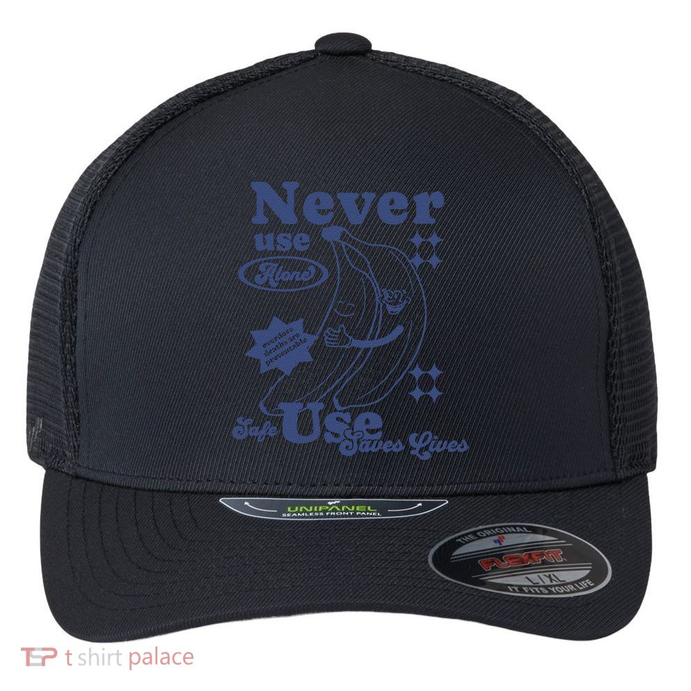 Retro Never Use Alone Harm Reduction Flexfit Unipanel Trucker Cap