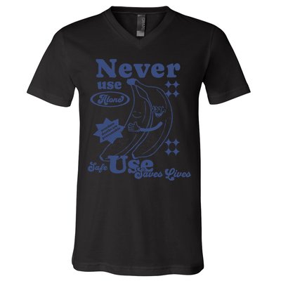 Retro Never Use Alone Harm Reduction V-Neck T-Shirt