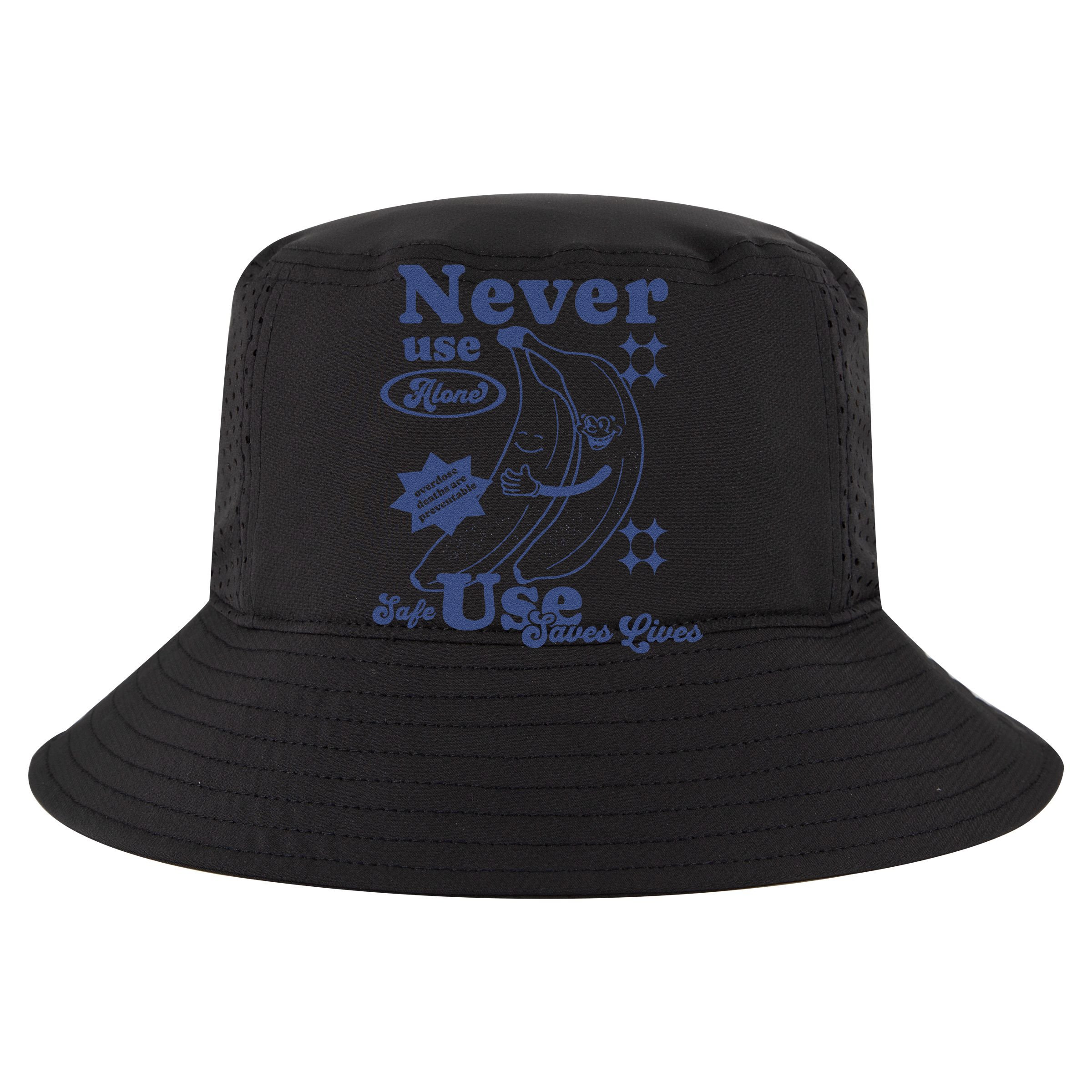 Retro Never Use Alone Harm Reduction Sustainable Bucket Hat