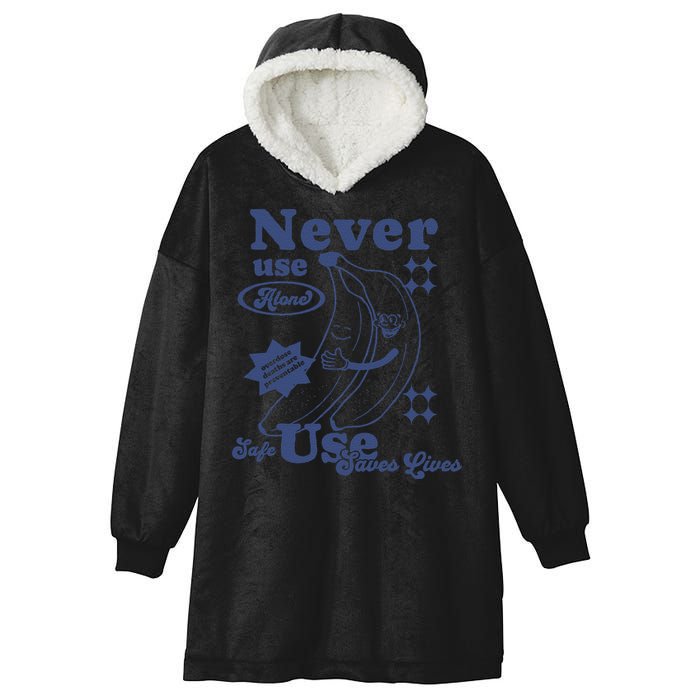 Retro Never Use Alone Harm Reduction Hooded Wearable Blanket