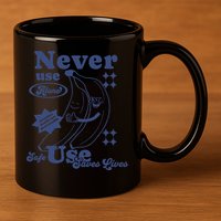 Retro Never Use Alone Harm Reduction 11oz C Handle Ceramic Mug