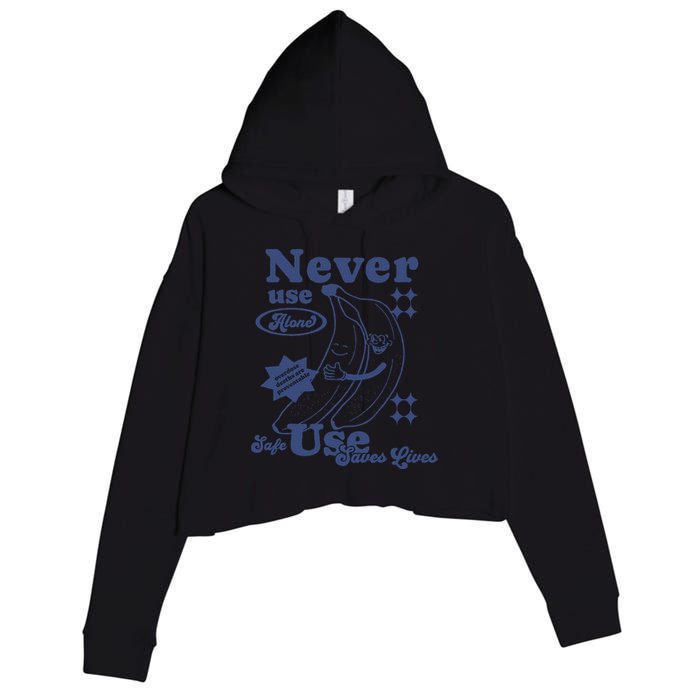 Retro Never Use Alone Harm Reduction Crop Fleece Hoodie