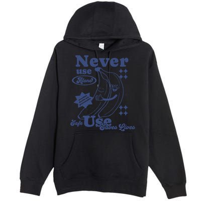 Retro Never Use Alone Harm Reduction Premium Pullover Hoodie