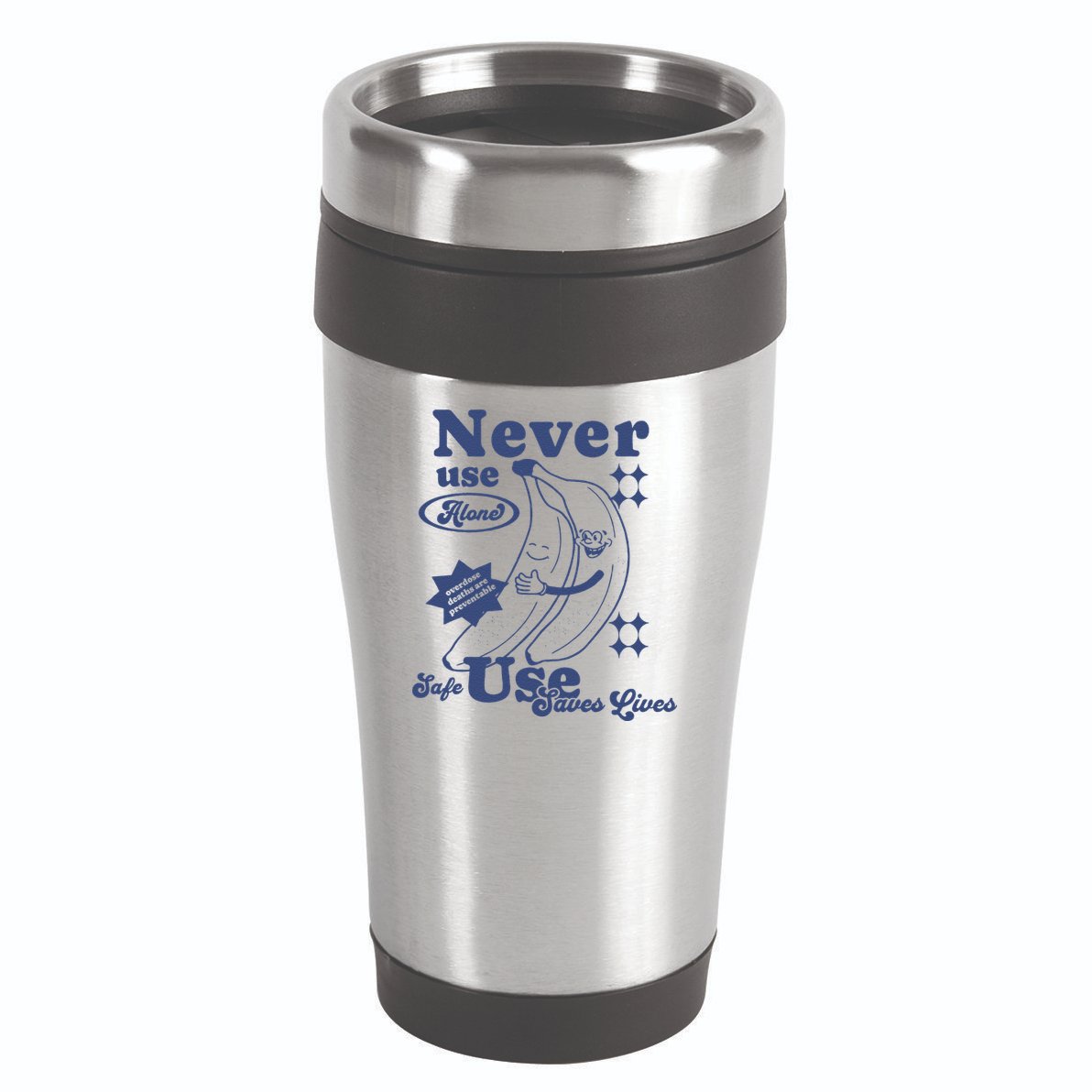 Retro Never Use Alone Harm Reduction 16oz Travel Tumbler
