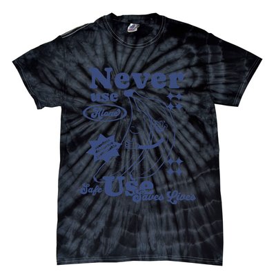 Retro Never Use Alone Harm Reduction Tie-Dye T-Shirt