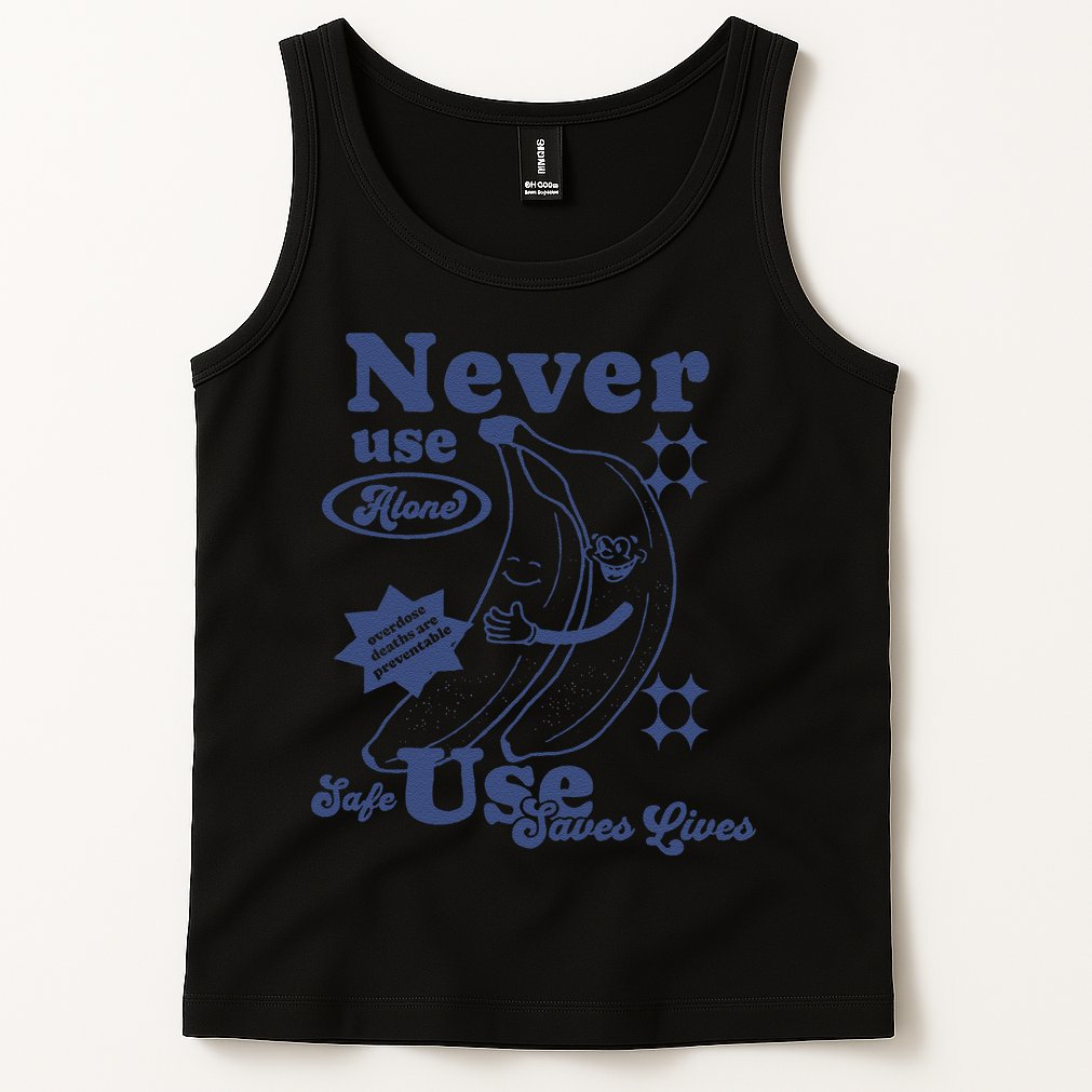 Retro Never Use Alone Harm Reduction Tank Top