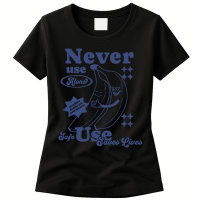 Retro Never Use Alone Harm Reduction Womens T-Shirt