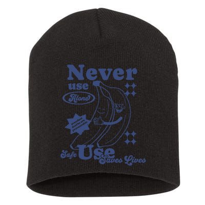 Retro Never Use Alone Harm Reduction Short Acrylic Beanie