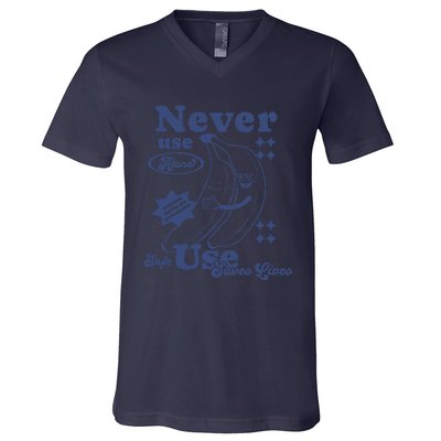 Retro Never Use Alone Harm Reduction V-Neck T-Shirt