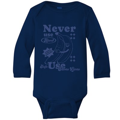 Retro Never Use Alone Harm Reduction Baby Long Sleeve Bodysuit