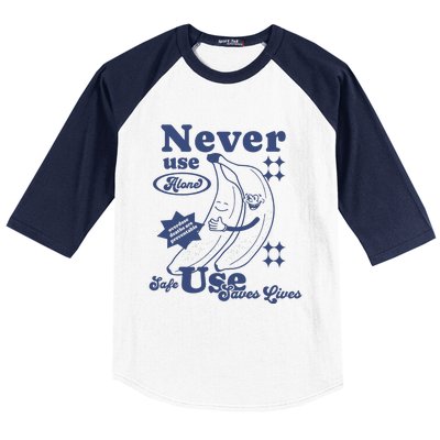 Retro Never Use Alone Harm Reduction Baseball Sleeve Shirt