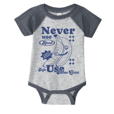 Retro Never Use Alone Harm Reduction Infant Baby Jersey Bodysuit
