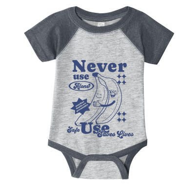 Retro Never Use Alone Harm Reduction Infant Baby Jersey Bodysuit