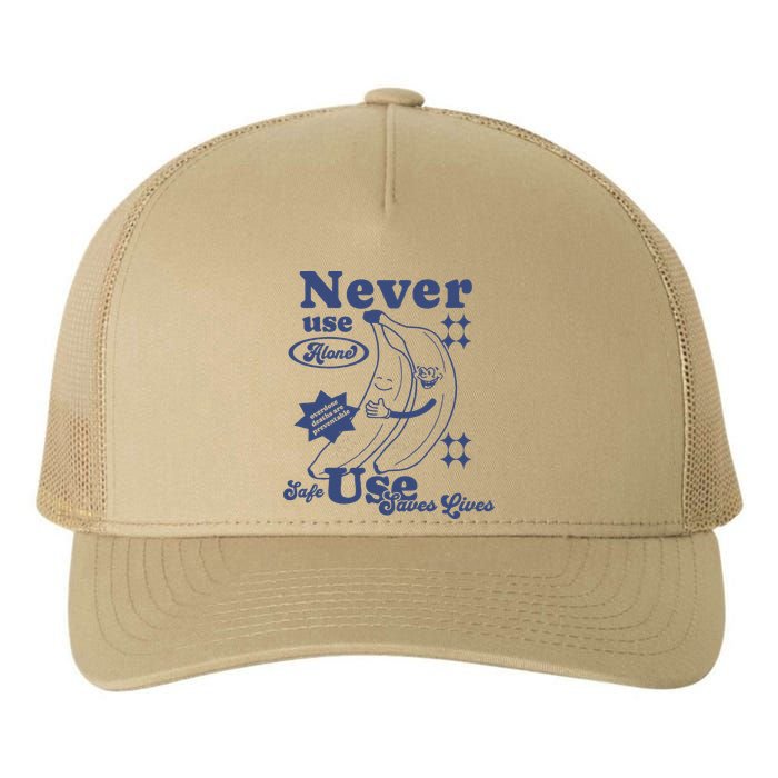 Retro Never Use Alone Harm Reduction Yupoong Adult 5-Panel Trucker Hat