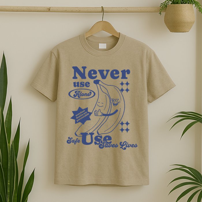 Retro Never Use Alone Harm Reduction T-Shirt