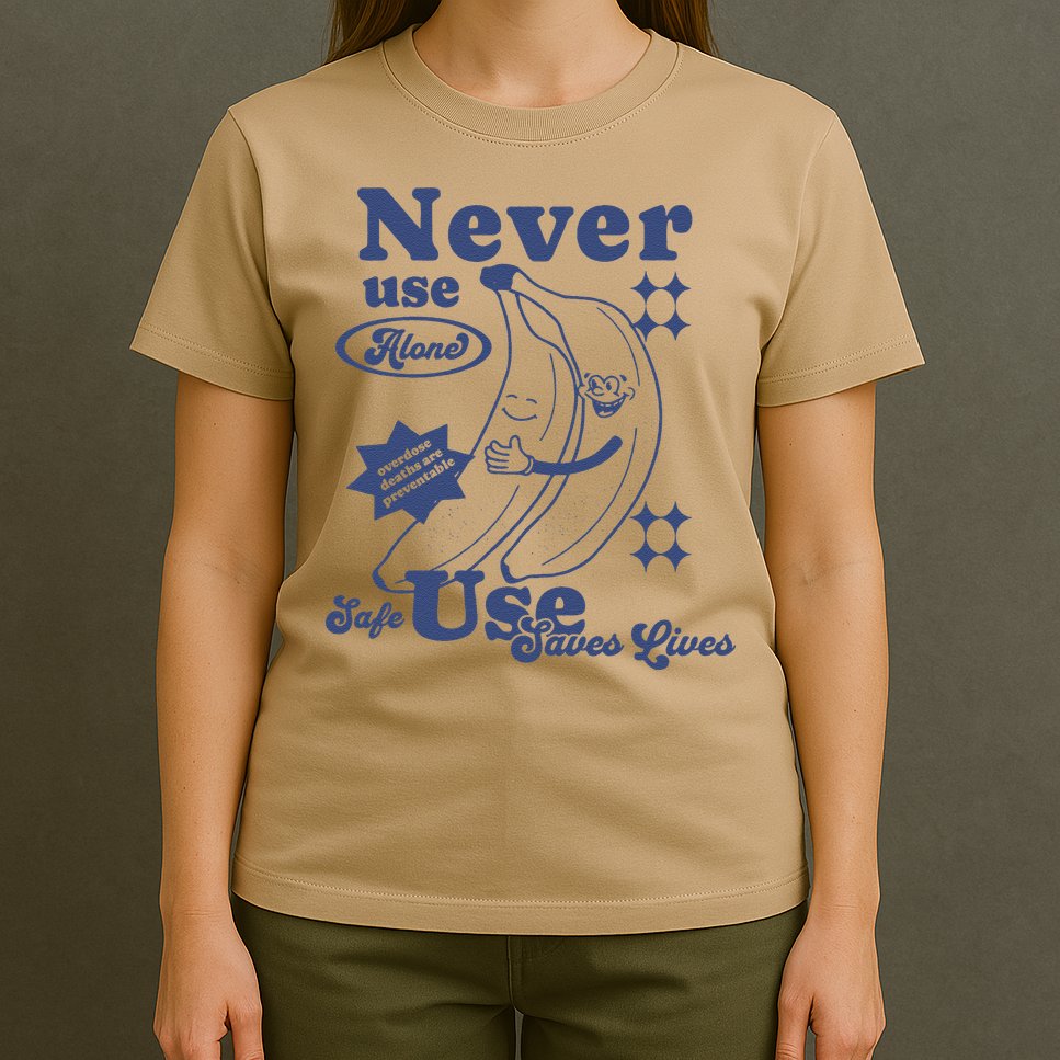 Retro Never Use Alone Harm Reduction T-Shirt