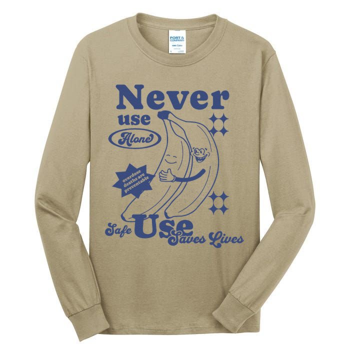 Retro Never Use Alone Harm Reduction Tall Long Sleeve T-Shirt