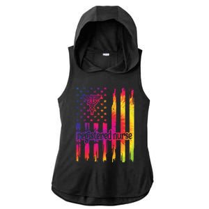 Registered Nurse Us Flag Rn Registered Nursing Gift Ladies PosiCharge Tri-Blend Wicking Draft Hoodie Tank