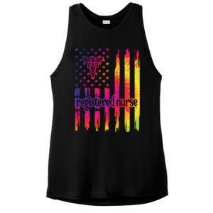 Registered Nurse Us Flag Rn Registered Nursing Gift Ladies PosiCharge Tri-Blend Wicking Tank