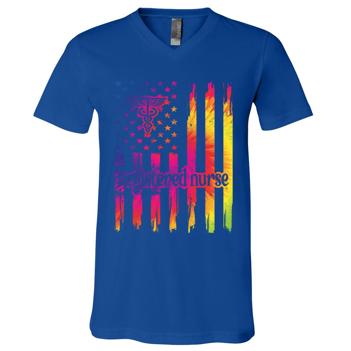 Registered Nurse Us Flag Rn Registered Nursing Gift V-Neck T-Shirt